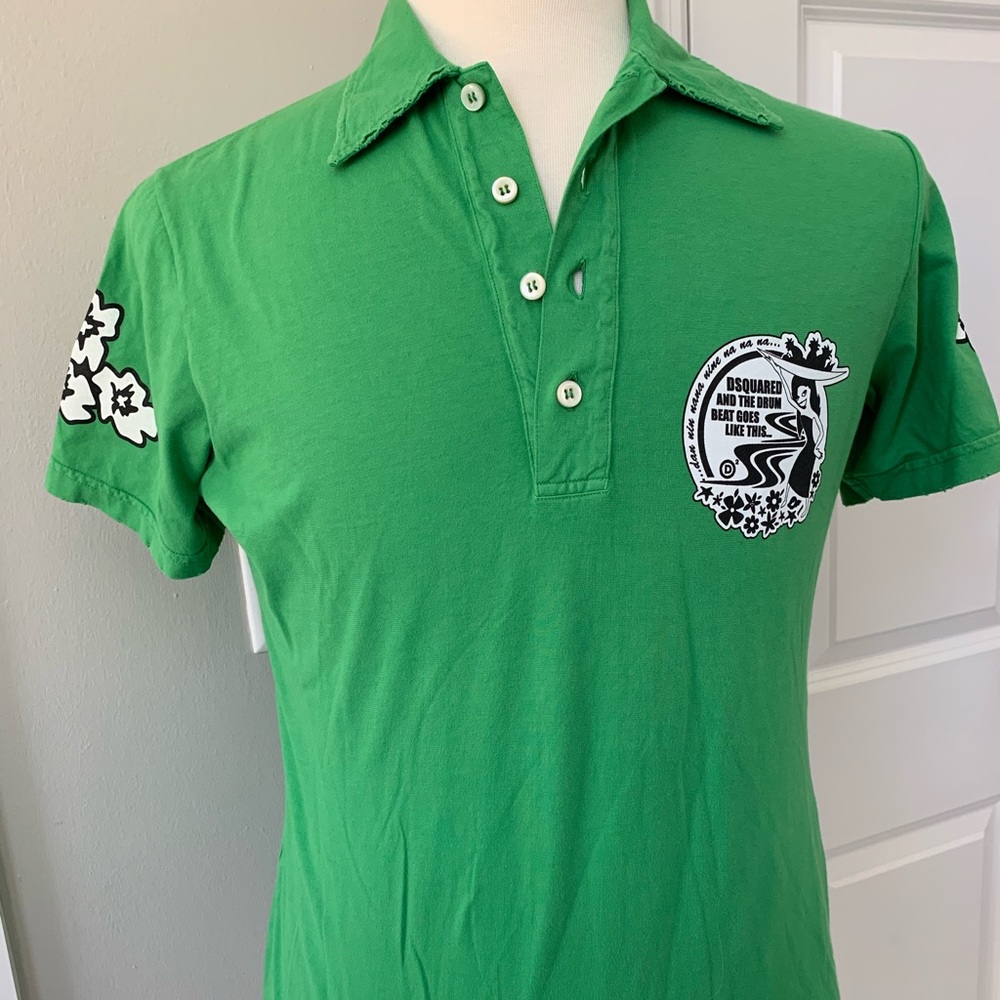 BNWT DSquared Distressed Green Polo!!! Size L